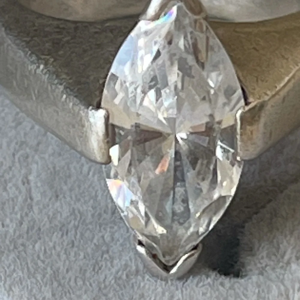 Silver ring cluster diamond - Picture 3 of 6